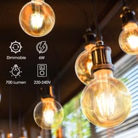 WEDNA Edison Vintage E27 LED žarulja, 6W prigušiva G80 žarulja, 2700K toplo bijela, 700 lm, jantarno staklo, retro dekorativna žarulja - 4 komada 3
