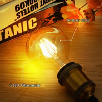 WEDNA Edison Vintage E27 LED žarulja, 6W prigušiva G80 žarulja, 2700K toplo bijela, 700 lm, jantarno staklo, retro dekorativna žarulja - 4 komada 2