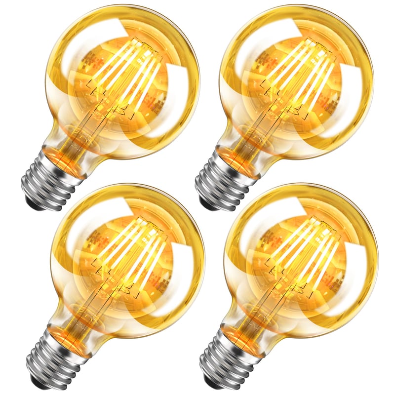 WEDNA Edison Vintage E27 LED žarulja, 6W prigušiva G80 žarulja, 2700K toplo bijela, 700 lm, jantarno staklo, retro dekorativna žarulja - 4 komada