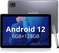 weelikeit 10 hüvelykes Android 12 tablet 6GB RAM 128GB tárhellyel, HD kijelzővel és tollal 1