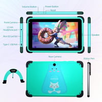 weelikeit 8 Colos Gyerek Tablet Android 2GB RAM 32GB Ütésálló Tok WiFi Zöld 6