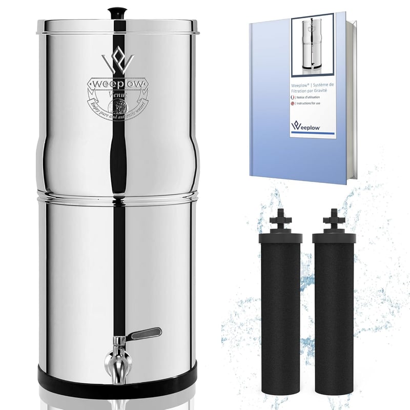 Weeplow Venus ECO 5,6L gravitációs vízszűrő rozsdamentes acél 2 szűrőbetéttel