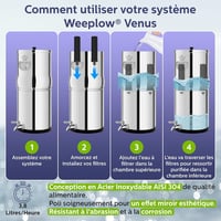 Weeplow Venus ECO 5,6L gravitációs vízszűrő rozsdamentes acél 2 szűrőbetéttel 3