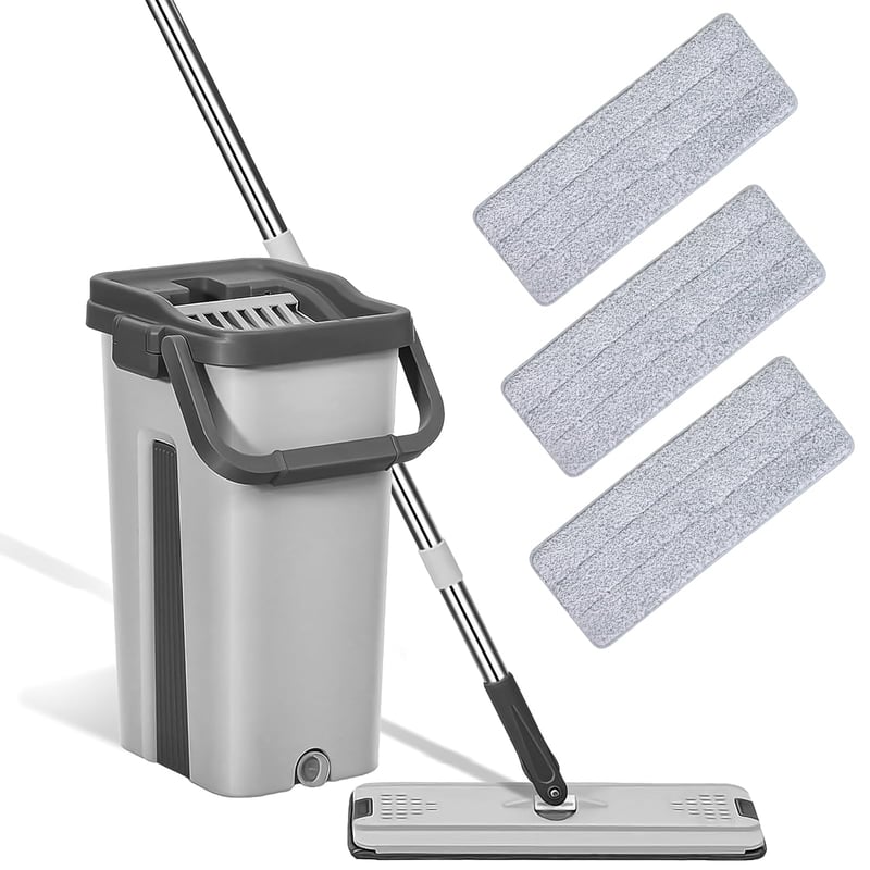Set na upratovanie 2 v 1 Weiclianhp s vedrom, 122 cm rukoväťou z nehrdzavejúcej ocele a 3 návlekmi z mikrovlákna, na čistenie a sušenie podláh