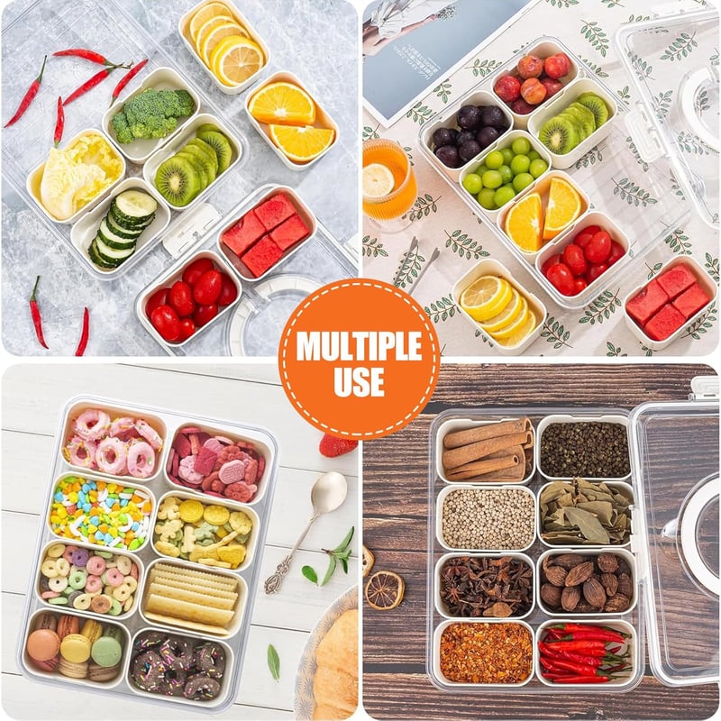 weiclianhp 8 rekeszes szilikon snack tálca tetővel - szorítómentes ételtartó