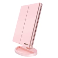 WEILY trojkrídlové kozmetické zrkadlo s 36 LED diódami, 1x/2x/3x zväčšením, USB nabíjaním – ružové 1