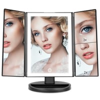 WEILY trojpanelové kozmetické zrkadlo s 36 LED diódami, 2x/3x zväčšením - čierne 2