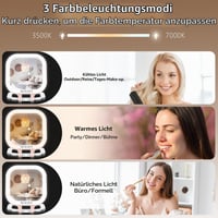 WEILY Kompaktno ogledalo s osvjetljenjem, 1X/10X povećanje, dvostrano putno ogledalo, 3 boje svjetla, prijenosno ogledalo za šminkanje punjivo putem USB-a, ružičasto 2