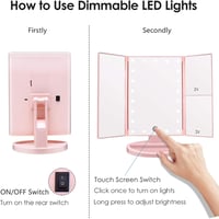 WEILY Világító Sminkespegel 3 Fokozatú Nagyítás 36 LED USB Töltés Érintőképernyő - Pink (Pink-1) 3