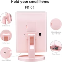 WEILY Világító Sminkespegel 3 Fokozatú Nagyítás 36 LED USB Töltés Érintőképernyő - Pink (Pink-1) 6