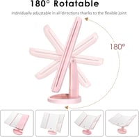 WEILY Világító Sminkespegel 3 Fokozatú Nagyítás 36 LED USB Töltés Érintőképernyő - Pink (Pink-1) 4