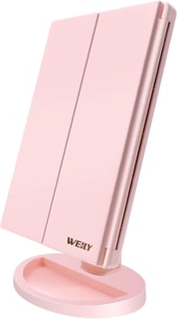 WEILY Világító Sminkespegel 3 Fokozatú Nagyítás 36 LED USB Töltés Érintőképernyő - Pink (Pink-1) 1
