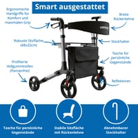 Skladací a ľahký invalidný vozík Weinberger so sedadlom, taškou, 20 cm kolesami, do každého terénu, výškovo nastaviteľný, na použitie v interiéri aj exteriéri 3