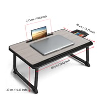 WEIQILE Laptop Ágytálca Fiókkal - Íróasztal és Éjjeliszekrény Laptophoz, Olvasáshoz, Evéshez, Filmezéshez, Ágyra, Kanapéra vagy Padlóra, Szürke 2
