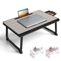 WEIQILE Laptop Ágytálca Fiókkal - Íróasztal és Éjjeliszekrény Laptophoz, Olvasáshoz, Evéshez, Filmezéshez, Ágyra, Kanapéra vagy Padlóra, Szürke 1