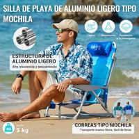 #WEJOY 4 pozíciós állítható dönthető alacsony strandfotel felnőtteknek, összecsukható könnyű kempingszék zsebes párnás háttámla, kék mintás 5