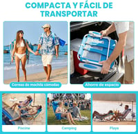 #WEJOY 4 pozíciós állítható dönthető alacsony strandfotel felnőtteknek, összecsukható könnyű kempingszék zsebes párnás háttámla, kék mintás 8