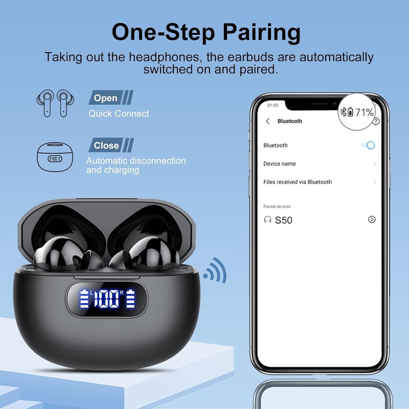 Wekily Bluetooth 5.3 Wireless Earbuds 4 ENC zajszűrés 48h akkumulátor IP7 vízálló