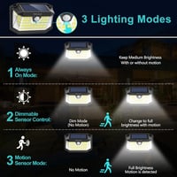 WELALO 188 LED napelemes mozgásérzékelős lámpa IP65 vízálló kültéri 3 módú 2 db meleg fehér 2
