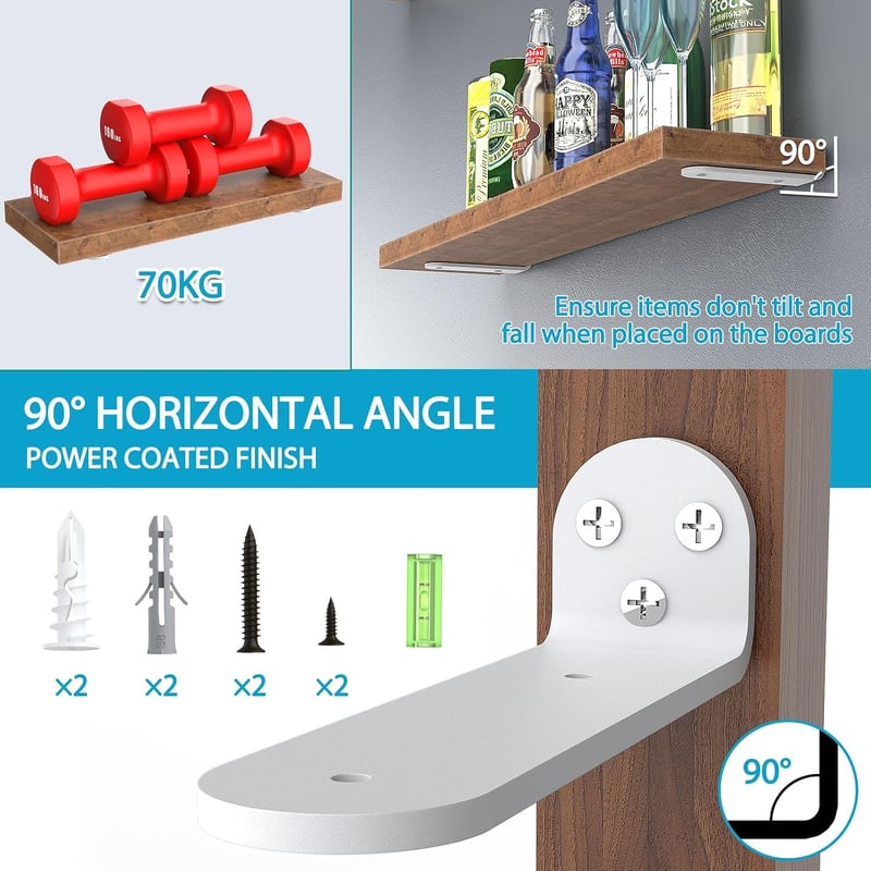 WELDUN 2 db 30 cm teherbíró polctartó konzol fehér falra szerelhető 70 kg max terhelésű