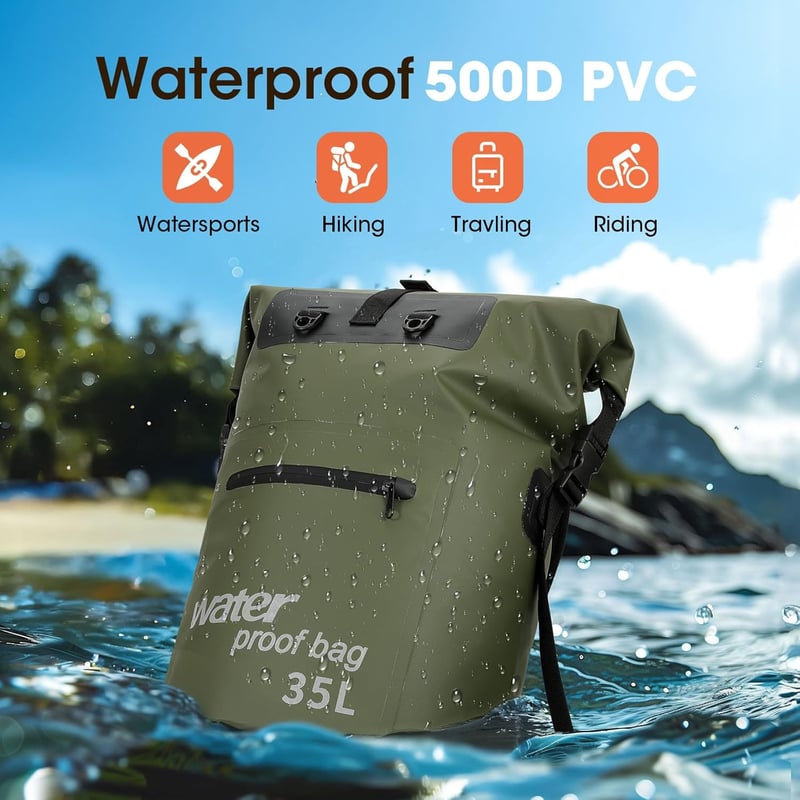 WELDUN 35L vízálló rolltop hátizsák IPX8 telefontokkal kajak kenu camping túrázáshoz