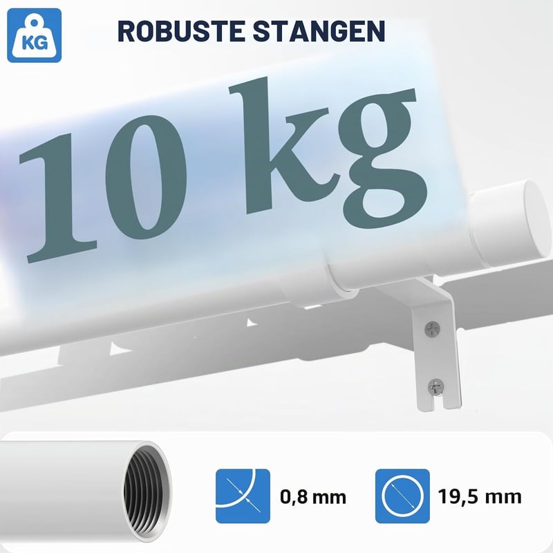 WELDUN fehér kihúzható függönyrúd 81-361 cm fém 19,5 mm tartókonzolokkal hálószobába nappaliba