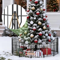 WELDUN Kerti Kerítés 19 Darabos Fém Díszkerítés Fekete 590cm Hosszú Ágyás Határoló Kutya Nyúl Védelem Modern Stílus 7