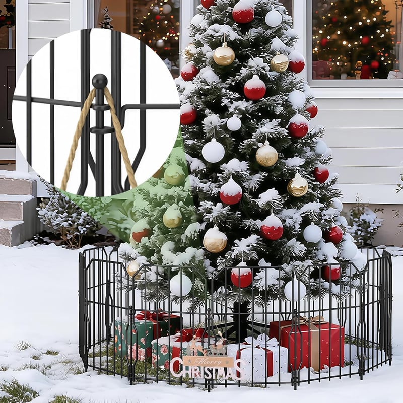 WELDUN Kerti Kerítés 19 Darabos Fém Díszkerítés Fekete 590cm Hosszú Ágyás Határoló Kutya Nyúl Védelem Modern Stílus