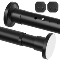 WELDUN galerie de perdea extensibilă cu presiune 98-290 cm, 32 mm, fără găurire, bară de duș și perdea neagră, cu 2 suporturi de perete 1