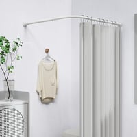 WELDUN L alakú zuhanyfüggöny sarokrúd, állítható, rozsdamentes acél - fehér - 68-96 x 68-96 cm 5