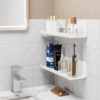 WELDUN Lebegő Fali Polc 32cm Öntapadós Fehér 2db Szett Nélkül Fúrás 2