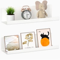 WELDUN Lebegő Fali Polc 32cm Öntapadós Fehér 2db Szett Nélkül Fúrás 1