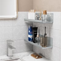WELDUN Lebegő Polc Szett 2 db Fali Polc Szürke Dekoratív Polcok Nappali Hálószoba Konyha 6
