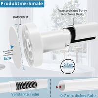 WELDUN zuhanykabin függönyrúd fúrás nélkül teleszkópos állítható 48-226 cm fehér ablakhoz és fürdőszobába 2