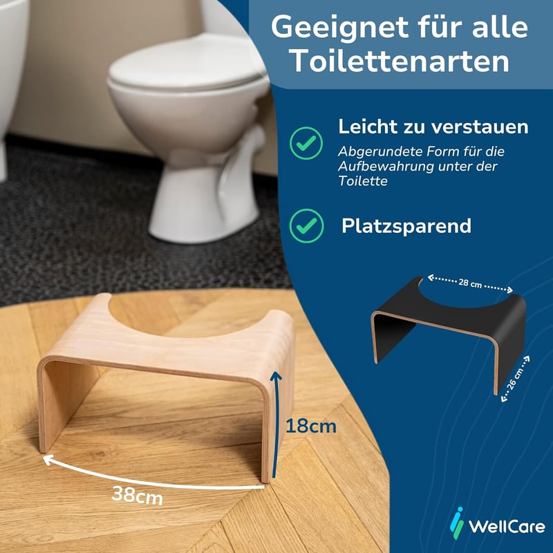 Well Care LOG013 Fa WC-lépcsőfok Fekete - Felnőtt Toalett Emelvény Guggoláshoz