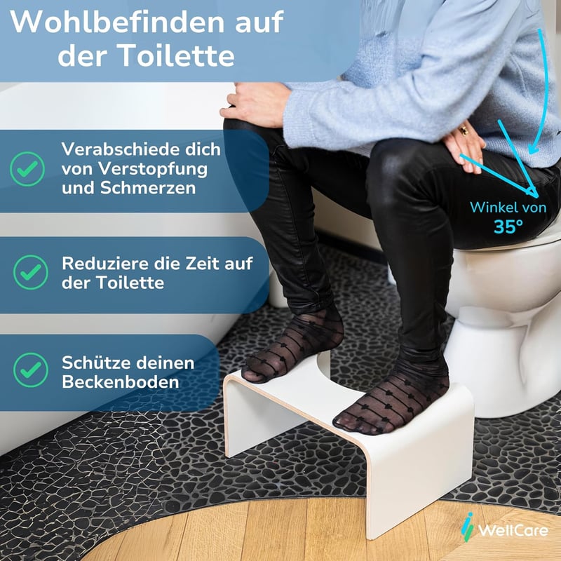 Well Care LOG013 Fa WC-lépcsőfok Fekete - Felnőtt Toalett Emelvény Guggoláshoz