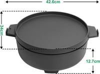 WELL GRILL Duo Holland Fazék Kiegészítő Szett Weber 47-57 cm Grill-hez, 2in1 Öntöttvas Serpenyő BBQ Gourmet Rendszerhez, 7,25L Fekete 5