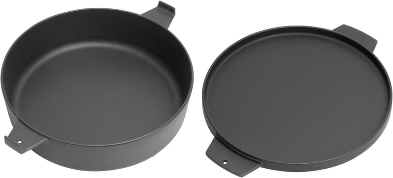 WELL GRILL Duo Holland Fazék Kiegészítő Szett Weber 47-57 cm Grill-hez, 2in1 Öntöttvas Serpenyő BBQ Gourmet Rendszerhez, 7,25L Fekete