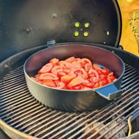 WELL GRILL Duo Holland Fazék Kiegészítő Szett Weber 47-57 cm Grill-hez, 2in1 Öntöttvas Serpenyő BBQ Gourmet Rendszerhez, 7,25L Fekete 6