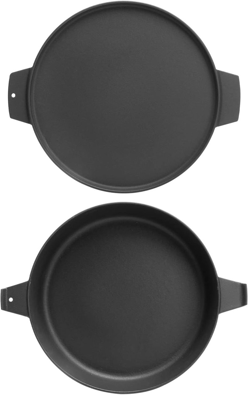 WELL GRILL Duo Holland Fazék Kiegészítő Szett Weber 47-57 cm Grill-hez, 2in1 Öntöttvas Serpenyő BBQ Gourmet Rendszerhez, 7,25L Fekete