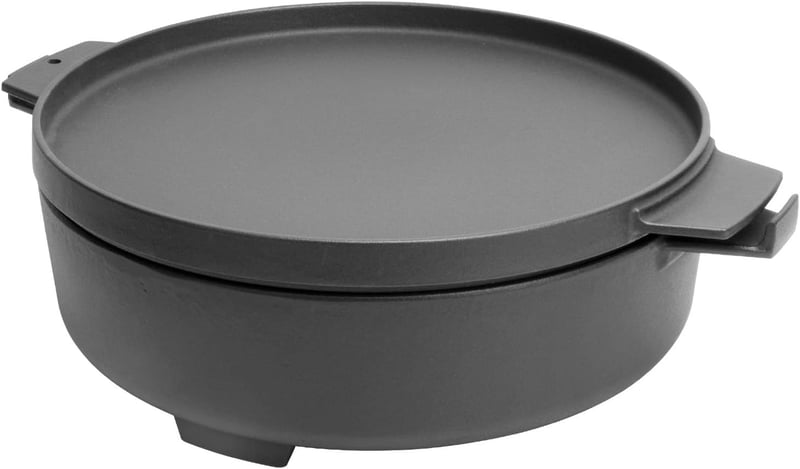 WELL GRILL Duo Holland Fazék Kiegészítő Szett Weber 47-57 cm Grill-hez, 2in1 Öntöttvas Serpenyő BBQ Gourmet Rendszerhez, 7,25L Fekete
