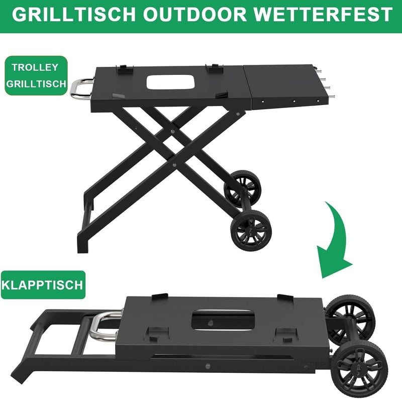 WELL GRILL Összecsukható Grill Állvány Ninja Woodfire OG700 Sorozathoz, BBQ Grillasztal Oldalsó Asztallal