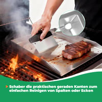 WELL GRILL Nerezová grilovacia doska Plancha so špachtľou a škrabkou, pre Napoleon Rogue a väčšinu plynových grilov, univerzálna grilovacia panvica na BBQ 5