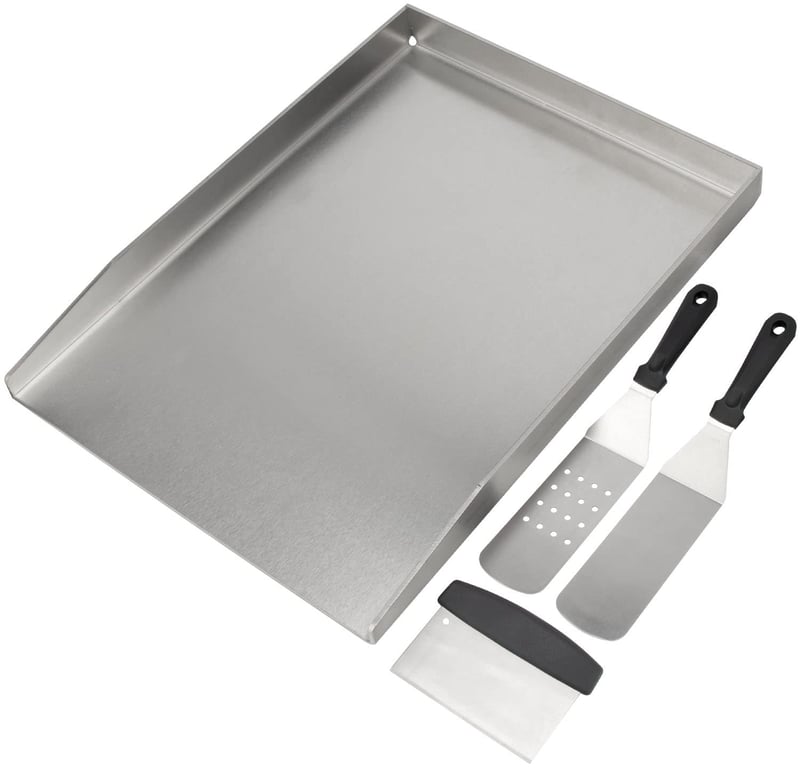 WELL GRILL Nerezová grilovacia doska Plancha so špachtľou a škrabkou, pre Napoleon Rogue a väčšinu plynových grilov, univerzálna grilovacia panvica na BBQ