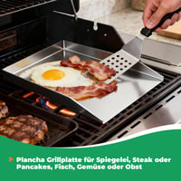 WELL GRILL Nerezová grilovacia doska Plancha so špachtľou a škrabkou, pre Napoleon Rogue a väčšinu plynových grilov, univerzálna grilovacia panvica na BBQ 2