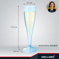 Set 30 Pahare de Șampanie Colorate din Plastic Reutilizabile WELLGRO – 150 ml, pentru Petreceri, Nunți, Zile de Naștere, Petreceri de Burlăcițe 2