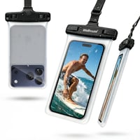 Wellhouse vodotesné puzdro na telefón s popruhom na krk, IP8X, do 7,0 palca, 3D HD TPU, dotykové, na potápanie, na pláž, svetielkujúce čierne 1
