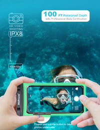 Wellhouse vodotesné puzdro na telefón s popruhom na krk, IP8X, do 7,0 palca, 3D HD TPU, dotykové, na potápanie, na pláž, svetielkujúce čierne 3