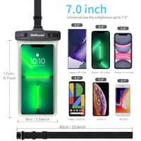 Wellhouse vodotesné puzdro na telefón s popruhom na krk, IP8X, do 7,0 palca, 3D HD TPU, dotykové, na potápanie, na pláž, svetielkujúce čierne 4