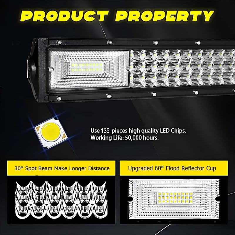 WELLIT 32 Inch 405W LED munkalámpa traktor autó SUV-hez vezetékkel